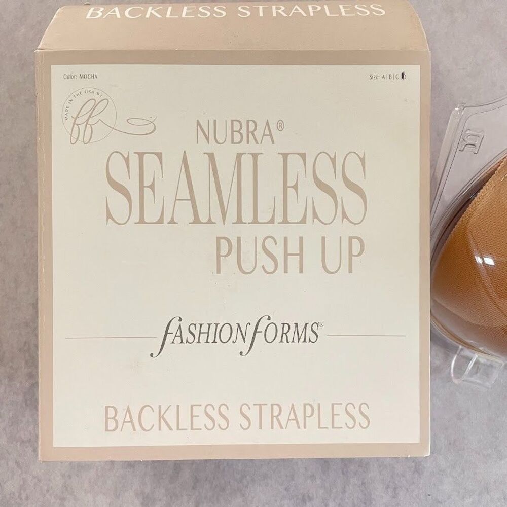 NuBra Adhesive Bra D Cup Tan Backless Strapless Seamless Push Up Bra SEALED